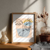 Cubic Line Art Face Illustration Minimalist BOHO Poster
