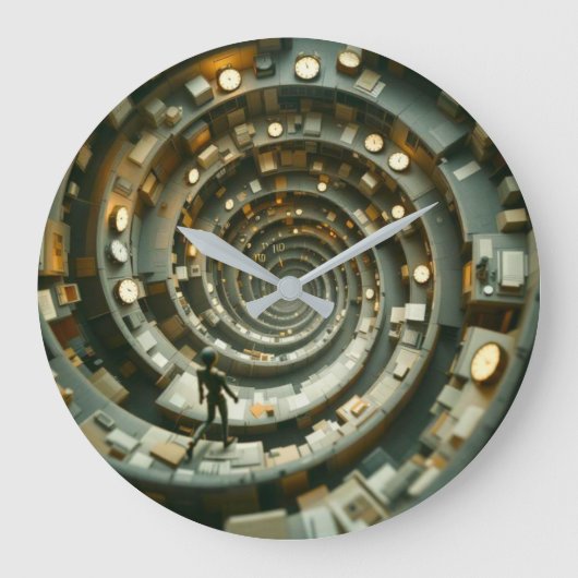 Cubicle Descent of Deadlines Wall Clock Grote Klok (Voorkant)