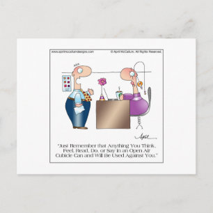 CUBICLE LOVE Cartoon Briefkaart door April McCallu