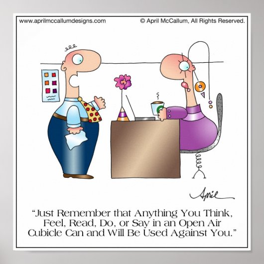CUBICLE LOVE Cartoon Poster door April McCallum (Voorkant)