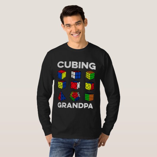 Cubing Grandpa Speedcubing Speedsolving Cuber T-shirt (Voorkant volledig)
