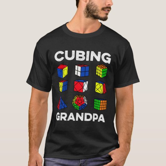 Cubing Grandpa Speedcubing Speedsolving Cuber T-shirt (Voorkant)