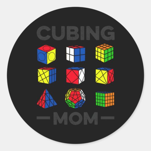 Cubing Moeder Speed Cubing Wiskunde Ronde Sticker (Voorkant)