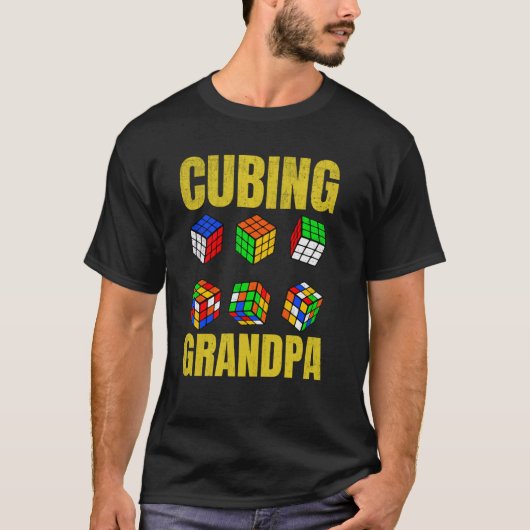 Cubing Opa Puzzel Speed Cubing Cube Lover T-shirt (Voorkant)