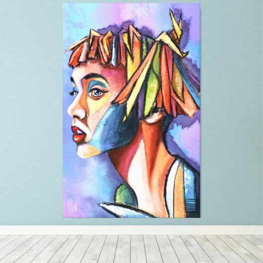 Cubism Art Lady Canvas Print (Insitu (Houten vloer))