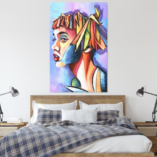 Cubism Art Lady Canvas Print (Insitu (Slaapkamer))