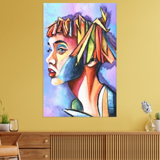 Cubism Art Lady Canvas Print (Insitu (Woonkamer))