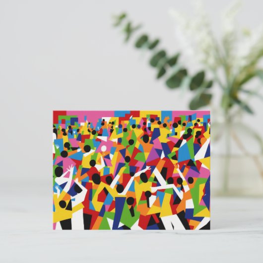 Cubism Dancing Party Briefkaart (Staand voorkant)