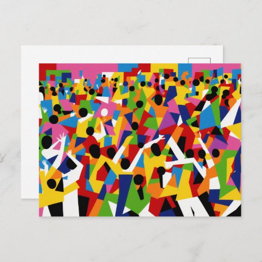 Cubism Dancing Party Briefkaart (Voorkant / Achterkant)