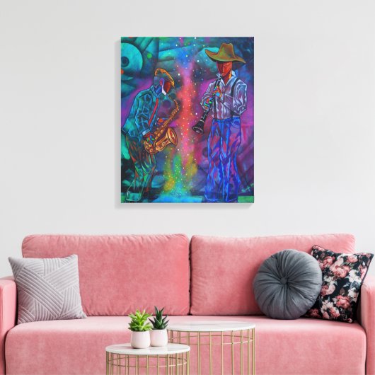 Cubism Jazz Musicians Canvas Afdruk (Insitu (Woonkamer))
