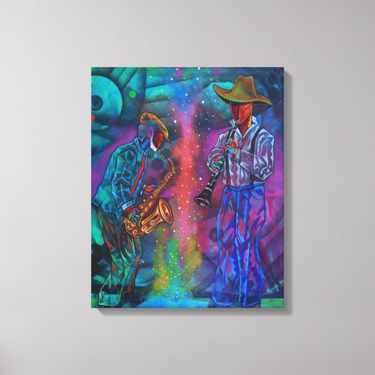 Cubism Jazz Musicians Canvas Afdruk (Voorkant)