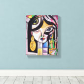 Cubism Portrait Girl Canvas Afdruk (Insitu (Houten vloer))