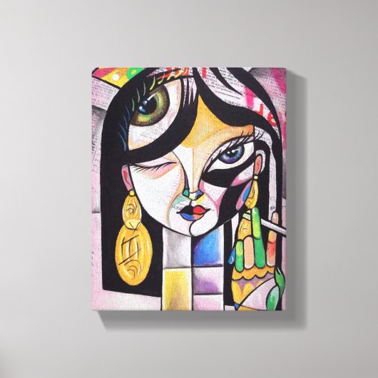 Cubism Portrait Girl Canvas Afdruk (Voorkant)