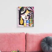 Cubism Portrait Girl Canvas Afdruk (Insitu (Woonkamer))