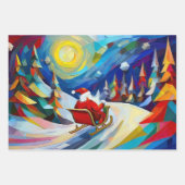 Cubism Santa Christmas Holiday  Inpakpapier Vel (Voorkant 3)