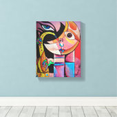 Cubism Surrealism  Musician Portrait Canvas Afdruk (Insitu (Houten vloer))