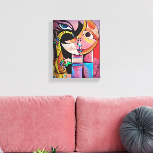 Cubism Surrealism Musician Portrait Canvas Afdruk (Insitu (Woonkamer))