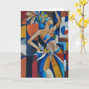 Cubisme Carnaval Danser Wenskaart Kaart