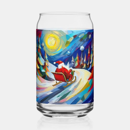 Cubisme Kerstman Kerstvakantie Blikvorm Glas (Voorkant)