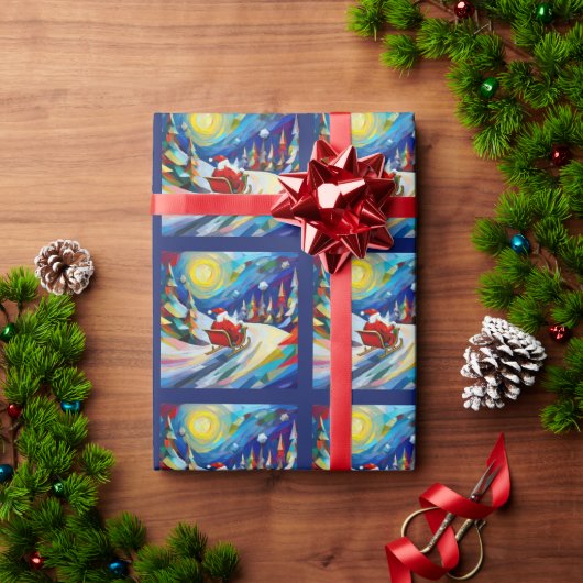 Cubisme Kerstman Kerstvakantie Cadeaupapier (Feestdagen Geschenken)