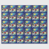 Cubisme Kerstman Kerstvakantie Cadeaupapier (Vlak)