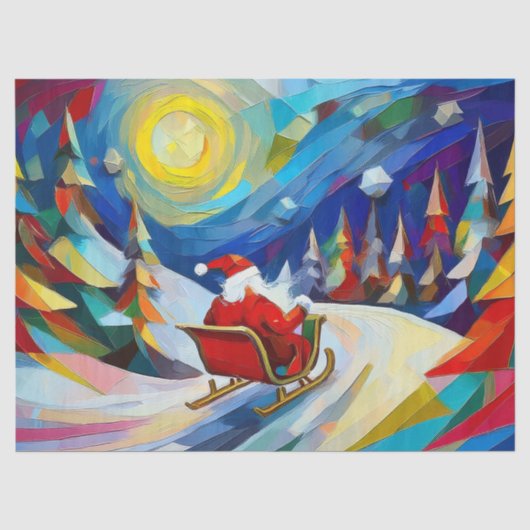 Cubisme Kerstman Kerstvakantie Tissuepapier (Voorkant)
