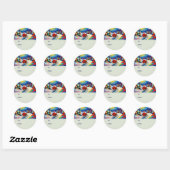 Cubisme Kerstman Kerstvakantie Van Ronde Sticker (Vel)