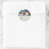 Cubisme Kerstman Kerstvakantie Van Ronde Sticker (Tas)