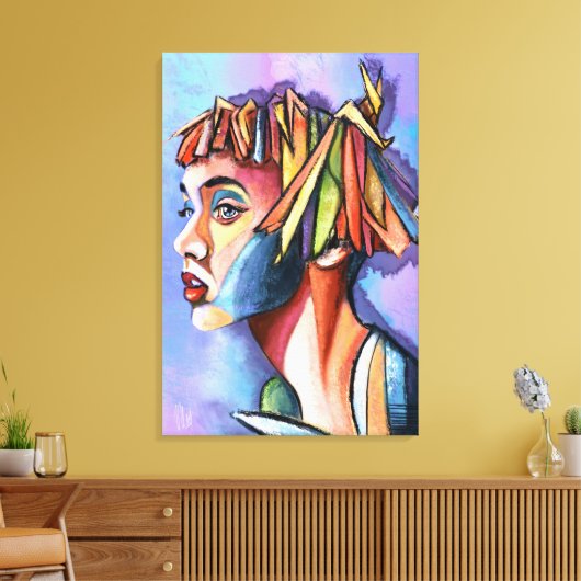Cubisme Kunst Dame Canvas Print (Insitu (Woonkamer))