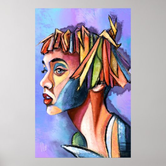 Cubisme Kunst Dame Poster (Voorkant)