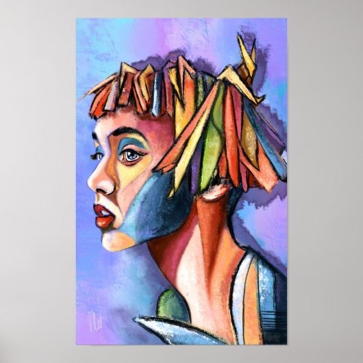 Cubisme Kunst Dame Poster (Voorkant)