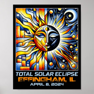 Cubisme Totale Zonsverduistering Effingham Illinoi Poster