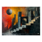 Cubismo: Ciudad de Sombras y Luz Crepuscular Perfect Poster (Voorkant)