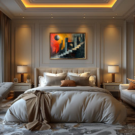 Cubismo: Ciudad de Sombras y Luz Crepuscular Perfect Poster