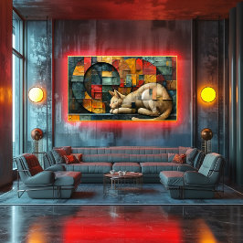 Cubismo: Sueño de un Gato entre Formas y Colores Perfect Poster