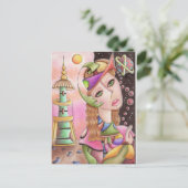 Cubist Abstract Art Briefkaart ~ "ver van huis" (Staand voorkant)