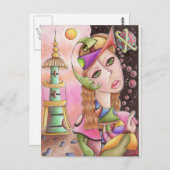 Cubist Abstract Art Briefkaart ~ "ver van huis" (Voorkant / Achterkant)