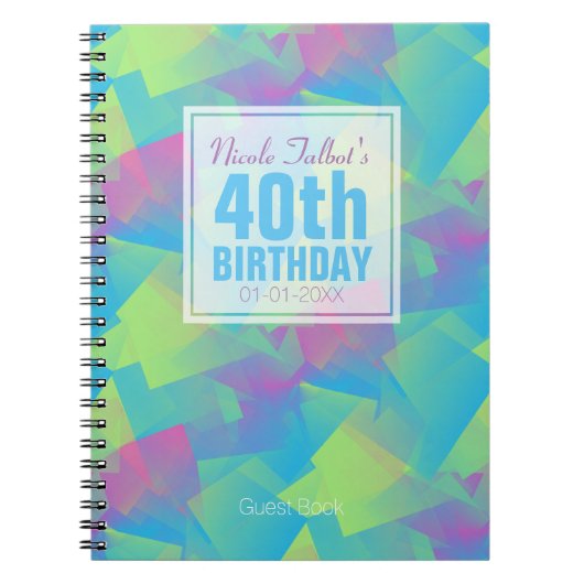 Cubist Abstract pastel 40th Birthday Guest Book 2a Notitieboek (Voorkant)