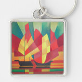 Cubist Abstract van Spuntsokken en Ocean Skies Sleutelhanger (Voorkant)