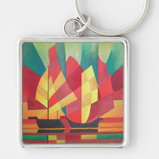 Cubist Abstract van Spuntsokken en Ocean Skies Sleutelhanger (Voorkant)
