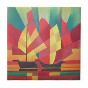 Cubist Abstract van Spuntsokken en Ocean Skies Tegeltje