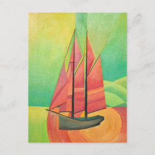 Cubist Abstract zeilbot Geometrische kunst Briefkaart