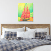 Cubist Abstract zeilbot Geometrische kunst Canvas Afdruk (Insitu (Slaapkamer))