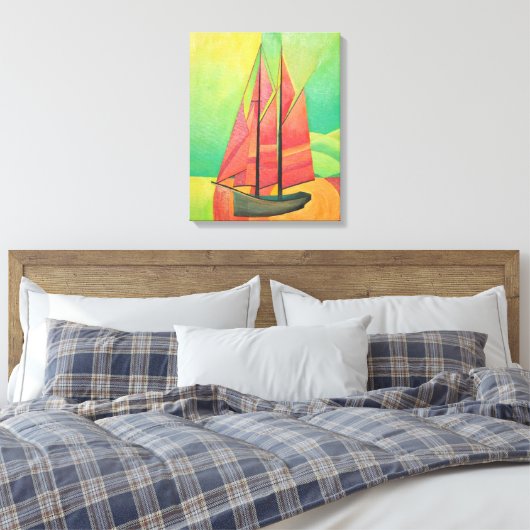 Cubist Abstract zeilbot Geometrische kunst Canvas Afdruk (Insitu (Slaapkamer))