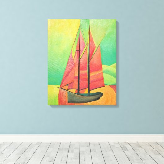 Cubist Abstract zeilbot Geometrische kunst Canvas Afdruk (Insitu (Houten vloer))