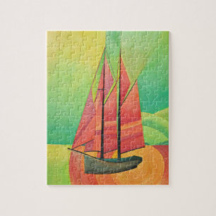 Cubist Abstract zeilbot Geometrische kunst Legpuzzel