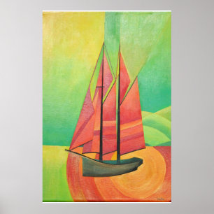 Cubist Abstract zeilbot Geometrische kunst Poster