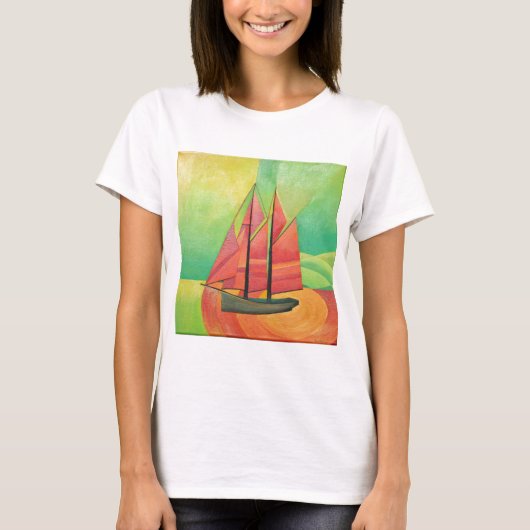 Cubist Abstract zeilbot Geometrische kunst T-shirt (Voorkant)