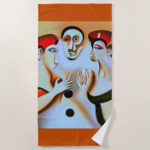 Cubist Art Cotton Beach Towel