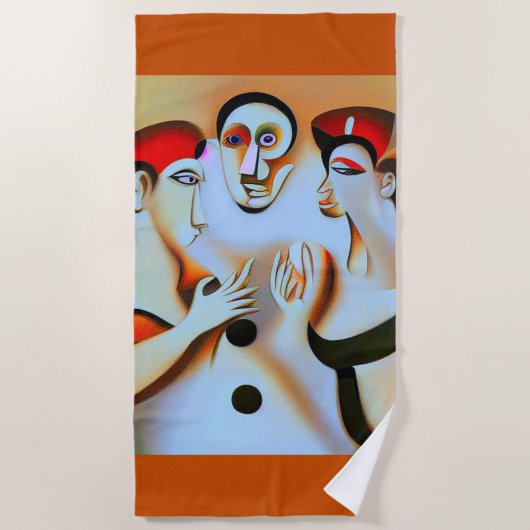 Cubist Art Cotton Beach Towel Strandlaken (Voorkant)